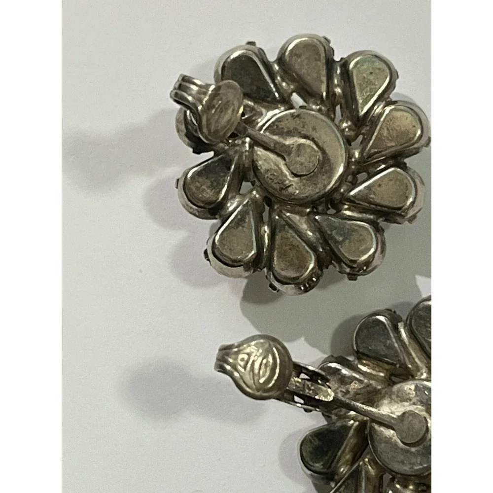 Vintage Rhinestones Clip On Earrings Jewelry Dressy Ice Classic Flowers Circles‎